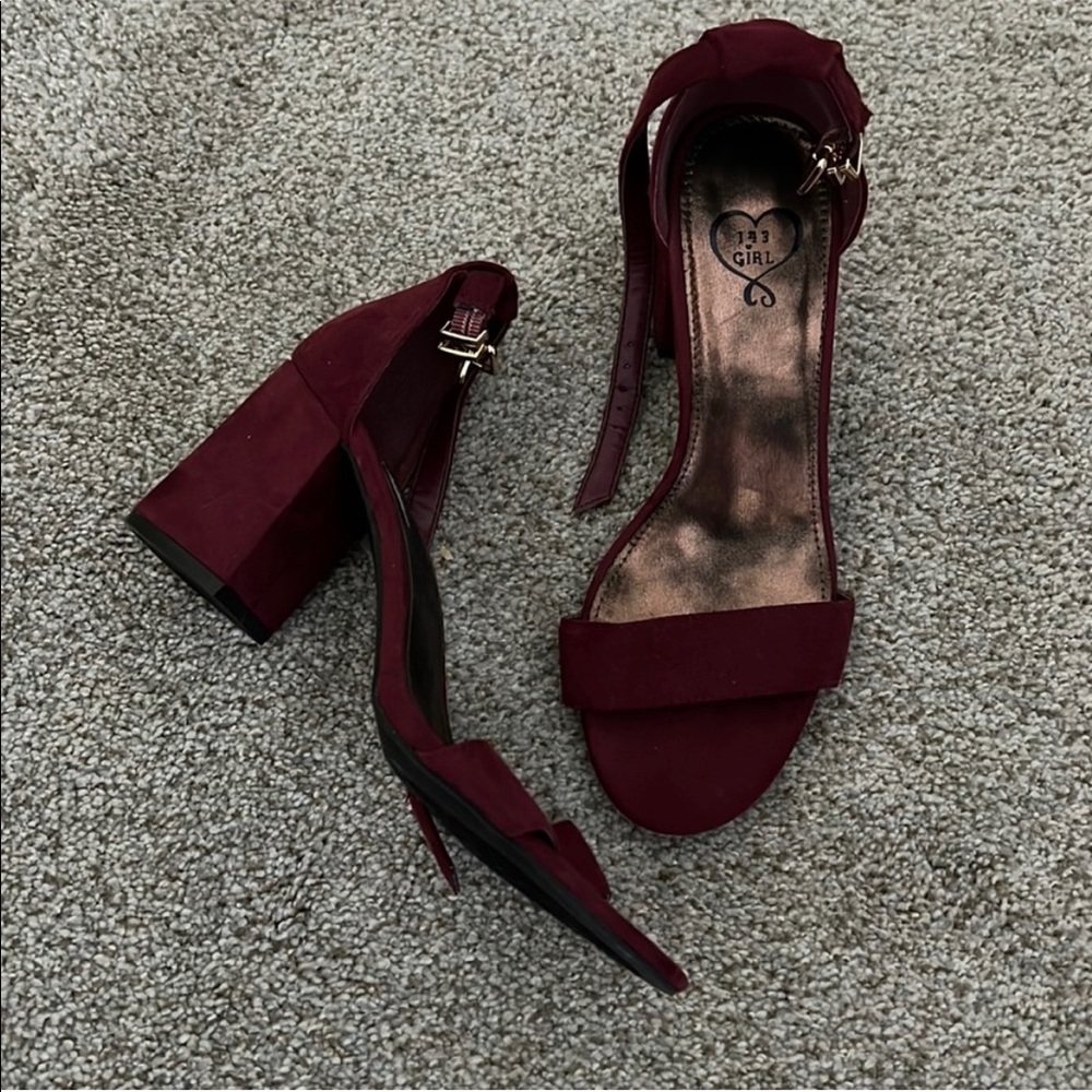 Maroon block heels